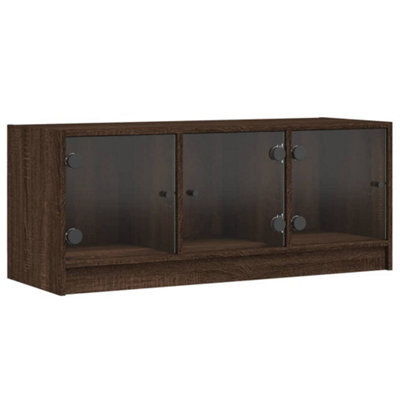 Berkfield Classic Tv Cabinet With Glass Doors Brown Oak 102X37X42 Cm - image 1