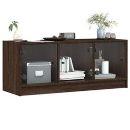 Berkfield Classic Tv Cabinet With Glass Doors Brown Oak 102X37X42 Cm - thumbnail 4