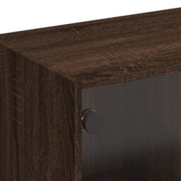Berkfield Classic Tv Cabinet With Glass Doors Brown Oak 102X37X42 Cm - thumbnail 9