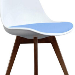 Fusion Living Soho White & Light Blue Plastic Dining Chair With Squared Dark Wood Legs - thumbnail 3