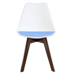 Fusion Living Soho White & Light Blue Plastic Dining Chair With Squared Dark Wood Legs - thumbnail 7