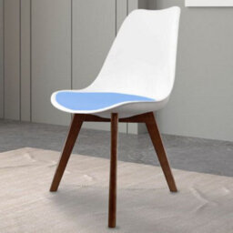 Fusion Living Soho White & Light Blue Plastic Dining Chair With Squared Dark Wood Legs - thumbnail 2