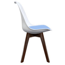 Fusion Living Soho White & Light Blue Plastic Dining Chair With Squared Dark Wood Legs - thumbnail 6