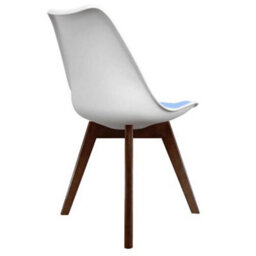 Fusion Living Soho White & Light Blue Plastic Dining Chair With Squared Dark Wood Legs - thumbnail 5