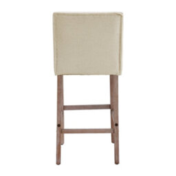 Living And Home Bar Stool Set Of 2 Beige Upholstered Bar Stool Chairs With Rubberwood Legs - thumbnail 4