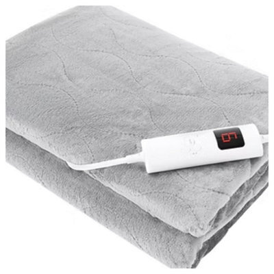 Heated Fleece Throw 160 X 120Cm Silver Electric Blanket With Remote Control, Multiple Heat Settings, Overheat Protection