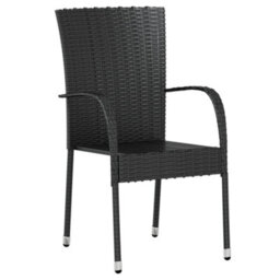 Berkfield 3 Piece Garden Dining Set Poly Rattan Black - thumbnail 3