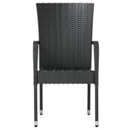 Berkfield 3 Piece Garden Dining Set Poly Rattan Black - thumbnail 4