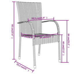 Berkfield 3 Piece Garden Dining Set Poly Rattan Black - thumbnail 7