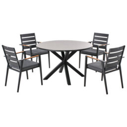 Beliani Garden Dining Set 4 Seater Maletto/taviano With Cushions Metal Grey/ Black - thumbnail 1
