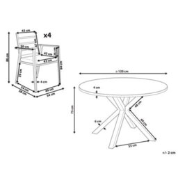 Beliani Garden Dining Set 4 Seater Maletto/taviano With Cushions Metal Grey/ Black - thumbnail 3