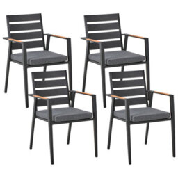 Beliani Garden Dining Set 4 Seater Maletto/taviano With Cushions Metal Grey/ Black - thumbnail 6