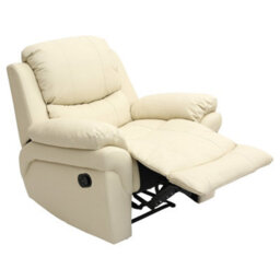 More4Homes Madison Bonded Leather Recliner Armchair Sofa Home Lounge Chair Reclining Gaming (Cream) - thumbnail 3