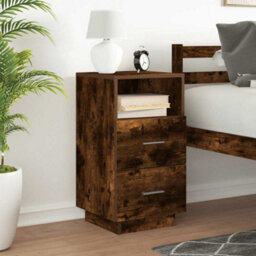 Berkfield Bedside Cabinet With 2 Drawers Smoked Oak 36X36X68 Cm - thumbnail 3