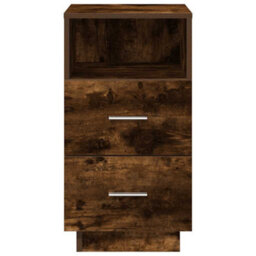 Berkfield Bedside Cabinet With 2 Drawers Smoked Oak 36X36X68 Cm - thumbnail 4