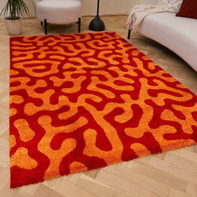 The Rugs Joli Red And Orange Abstract Doodle Rug Soft Dense Pile Easy To Clean And Pet Friendly For Living Rooms And Bedrooms - image 1