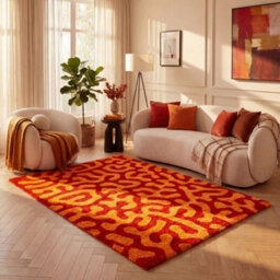 The Rugs Joli Red And Orange Abstract Doodle Rug Soft Dense Pile Easy To Clean And Pet Friendly For Living Rooms And Bedrooms - thumbnail 8