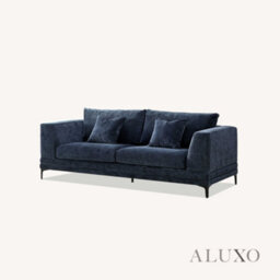 Aluxo Lenox Modern Boucle 3 Seater Sofa Blue Mermaid Velvet Medium Soft Cushion Couch - thumbnail 7