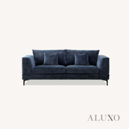 Aluxo Lenox Modern Boucle 3 Seater Sofa Blue Mermaid Velvet Medium Soft Cushion Couch - thumbnail 6