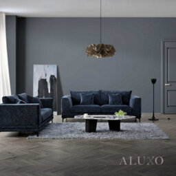 Aluxo Lenox Modern Boucle 3 Seater Sofa Blue Mermaid Velvet Medium Soft Cushion Couch - thumbnail 9