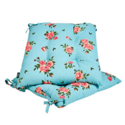 Dibor Set Of 2 Floral Blue Summer Outdoor Garden Chair Seat Pad Cushions - thumbnail 2
