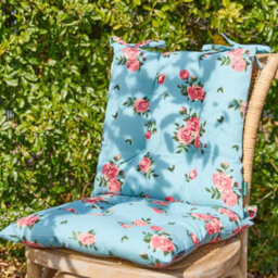 Dibor Set Of 2 Floral Blue Summer Garden Outdoor Cushion  Seat Pads L40Cm X W40Cm