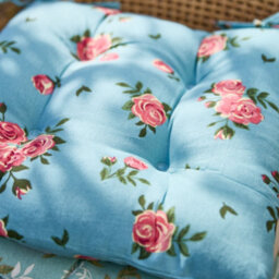 Dibor Set Of 2 Floral Blue Summer Outdoor Garden Chair Seat Pad Cushions - thumbnail 4