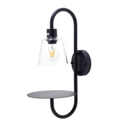 Thehotsale Transparent Glass Lampshade Wall Light With Tray In Black For Bedroom, Living Room, Corridor, And Balcony Settings - thumbnail 1