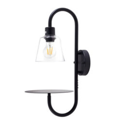 Thehotsale Transparent Glass Lampshade Wall Light With Tray In Black For Bedroom, Living Room, Corridor, And Balcony Settings - thumbnail 3