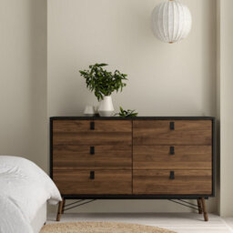 Furniture To Go Ry Wide Double Chest Of Drawers 6 Drawers In Matt Black Walnut - thumbnail 7