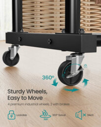 LEDREM Clothes Rack, Garment Rack On Wheels, Coat Rack, 2 Lockable Wheels, Bedroom, Double Rods, Holds Up To 90 Kg,ink Black - thumbnail 5