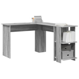 Berkfield Corner Desk With Storage Grey Sonoma 140X113,5X75Cm - thumbnail 3
