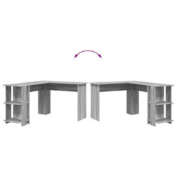 Berkfield Corner Desk With Storage Grey Sonoma 140X113,5X75Cm - thumbnail 8