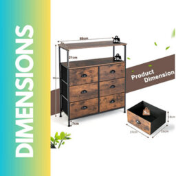 Pirlo Plush Industrial Bedroom Chest Of 6 Drawers Rustic Brown - thumbnail 5