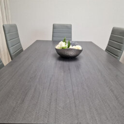 Kosy Koala Dining Table And 6 Chairs Modern Dark Grey Dining Set With 6 Grey Faux Leather Chairs Dining Room Furniture - thumbnail 4