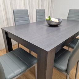 Kosy Koala Dining Table And 6 Chairs Modern Dark Grey Dining Set With 6 Grey Faux Leather Chairs Dining Room Furniture - thumbnail 3