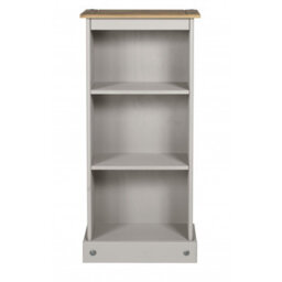 Mercers Furniture Corona Grey Wax Low Narrow Bookcase Cd Open Storage Solid Pine With Mexican Styling - thumbnail 2
