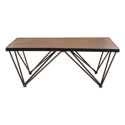 Orsina Square Coffee Table, Wood And Metal Coffee Table, Industrial Coffee Table, Modern Black Iron Coffee Table - image 1