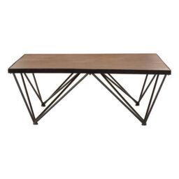 Orsina Square Coffee Table, Wood And Metal Coffee Table, Industrial Coffee Table, Modern Black Iron Coffee Table - thumbnail 1