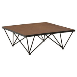 Orsina Square Coffee Table, Wood And Metal Coffee Table, Industrial Coffee Table, Modern Black Iron Coffee Table - thumbnail 2