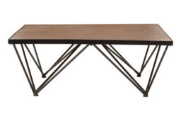 Orsina Square Coffee Table, Wood And Metal Coffee Table, Industrial Coffee Table, Modern Black Iron Coffee Table - thumbnail 5