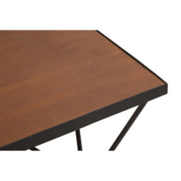 Orsina Square Coffee Table, Wood And Metal Coffee Table, Industrial Coffee Table, Modern Black Iron Coffee Table - thumbnail 3