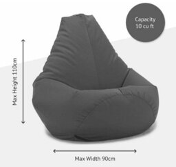 Beautiful Beanbags Adult Highback Beanbag For Indoors Or Outdoors Ready Filled Bean Bags - Grey - thumbnail 3