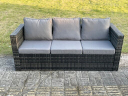 Fimous 3 Seater Rattan Lounge Sofa Chair Patio Outdoor Garden Furniture With Thick Cushion - thumbnail 8