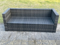 Fimous 3 Seater Rattan Lounge Sofa Chair Patio Outdoor Garden Furniture With Thick Cushion - thumbnail 4