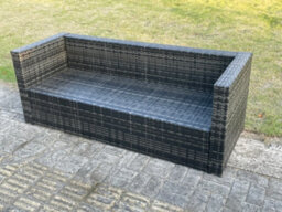 Fimous 3 Seater Rattan Lounge Sofa Chair Patio Outdoor Garden Furniture With Thick Cushion - thumbnail 3