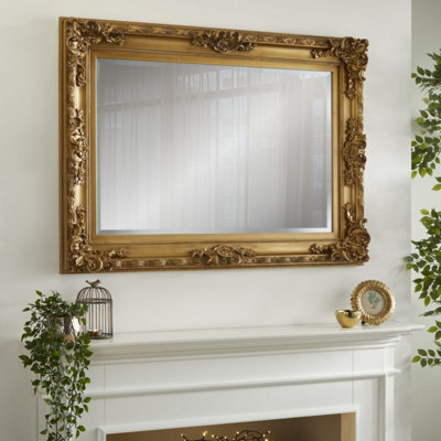 The Online Mirror Shop Wall Mirror Carved Louis Decorative Rectangular Shape With Gold Ornate Frame- H110Cm X W 80Cm X D 6.5Cm For Hanging In Bedroom - image 1