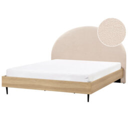 Beliani Bed Boucle Millay 180 X 200 Cm (Eu Super King) Beige - thumbnail 1