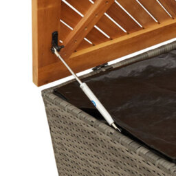 Garden Storage Box Grey 110X50X54 Cm Poly Rattan Acacia Wood - thumbnail 8