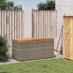 Garden Storage Box Grey 110X50X54 Cm Poly Rattan Acacia Wood - thumbnail 3